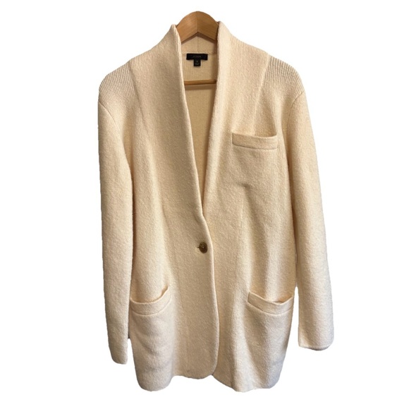 J. Crew Merino Wool Supersoft Perfect Cardigan Cream Jacket Size S - Picture 4 of 7
